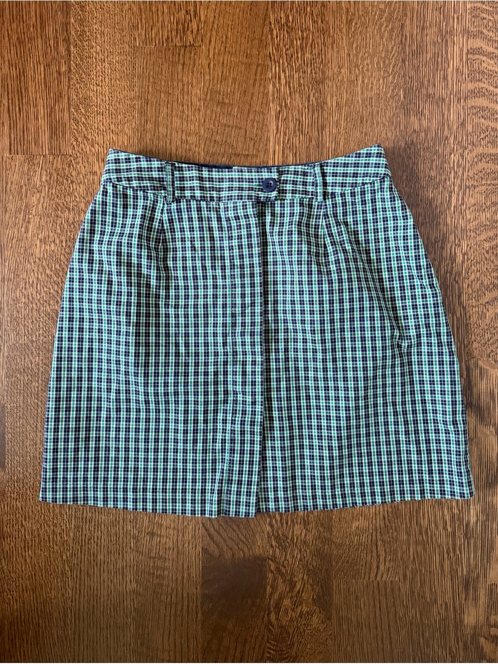 Vintage 90s Tommy Hilfiger Green Navy Plaid Tartan Mini Skirt Cotton Sz 6